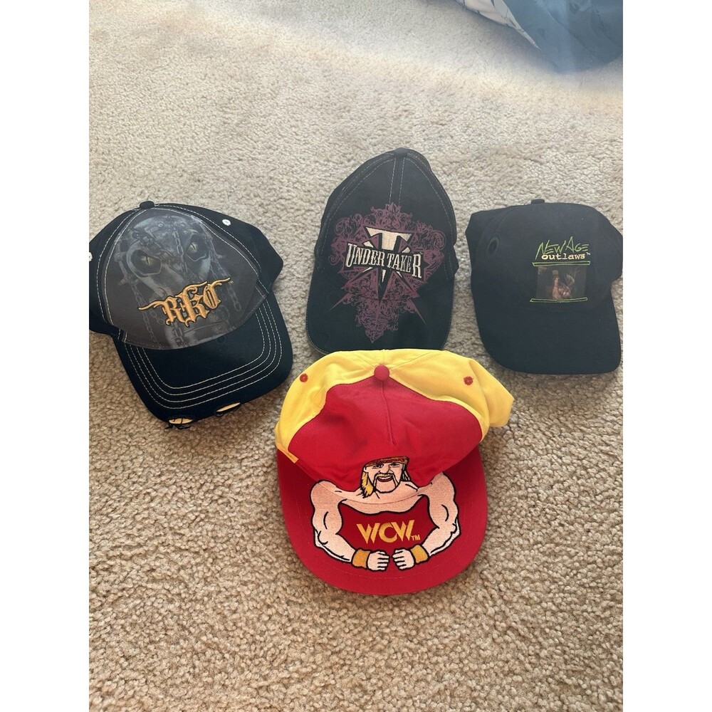 Vintage WWE Hat Undertaker Hulk Hogan New Age Lot Of 4  Wrestling WWF